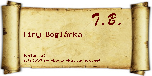 Tiry Boglárka névjegykártya
